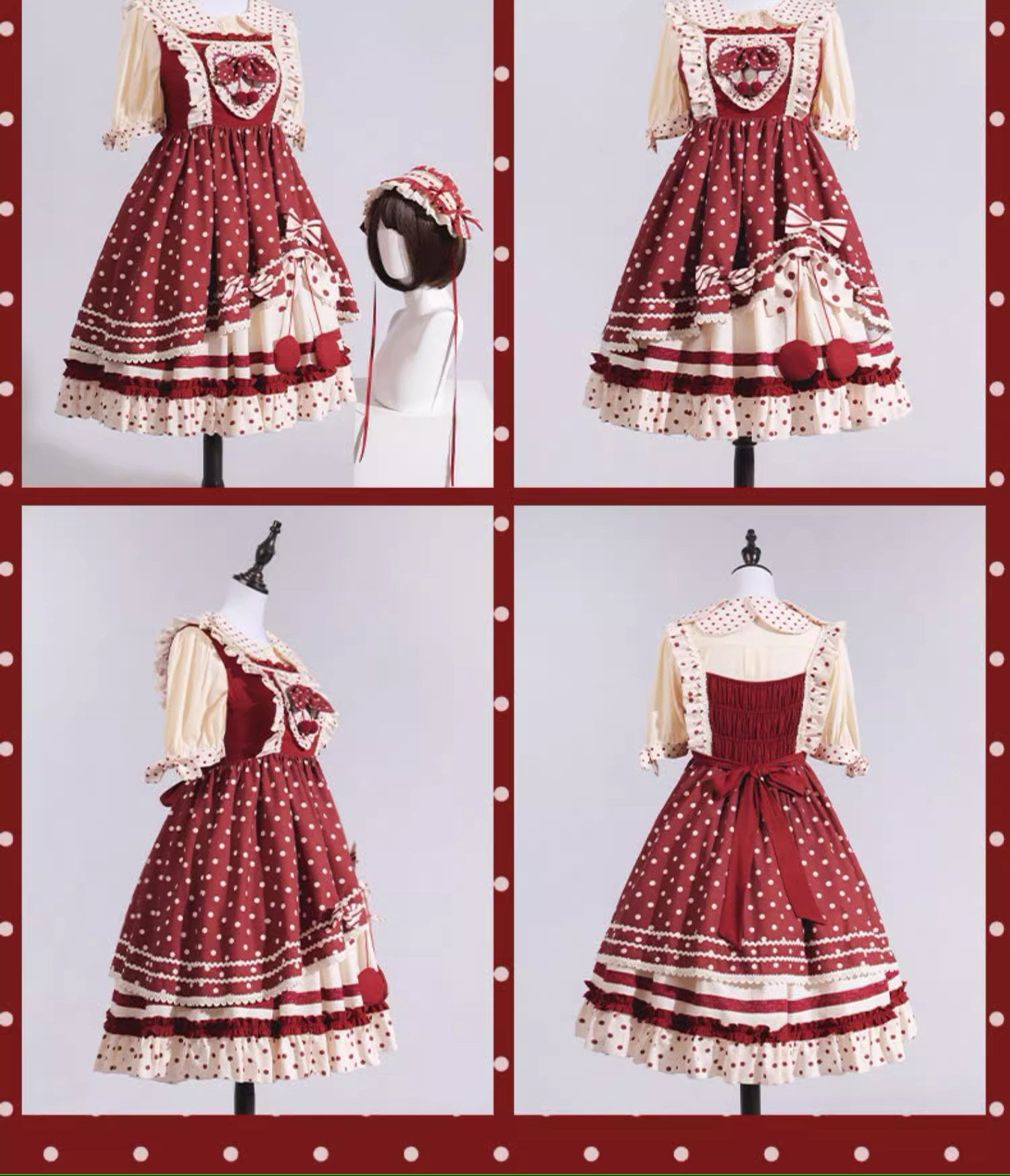 Red Cherry Pie 甘ロリ水玉ジャンパースカート