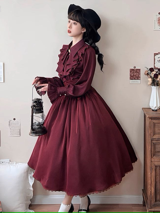 【予約販売】ジャボタイ付クラシカルストライプブラウス