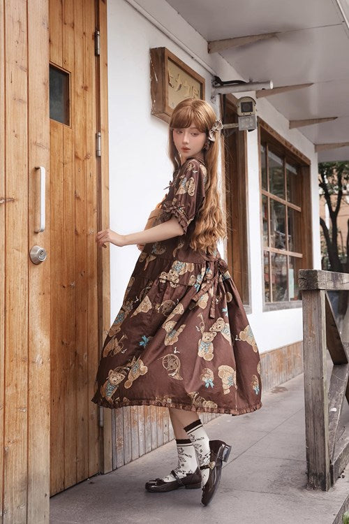 [Sales period ended] Chocolate Bear Movement One-piece dress type 1