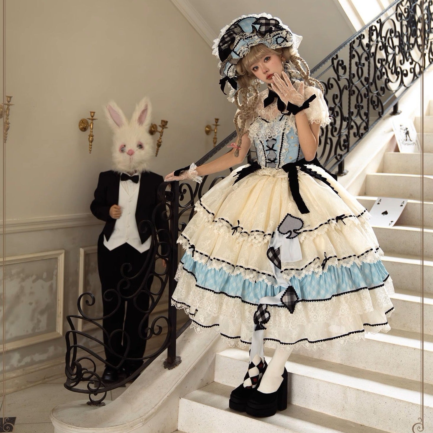 【再販・受注予約8/8まで】Dream Alice ラグジュアリーセットアップ／アリスブルー／ロング丈