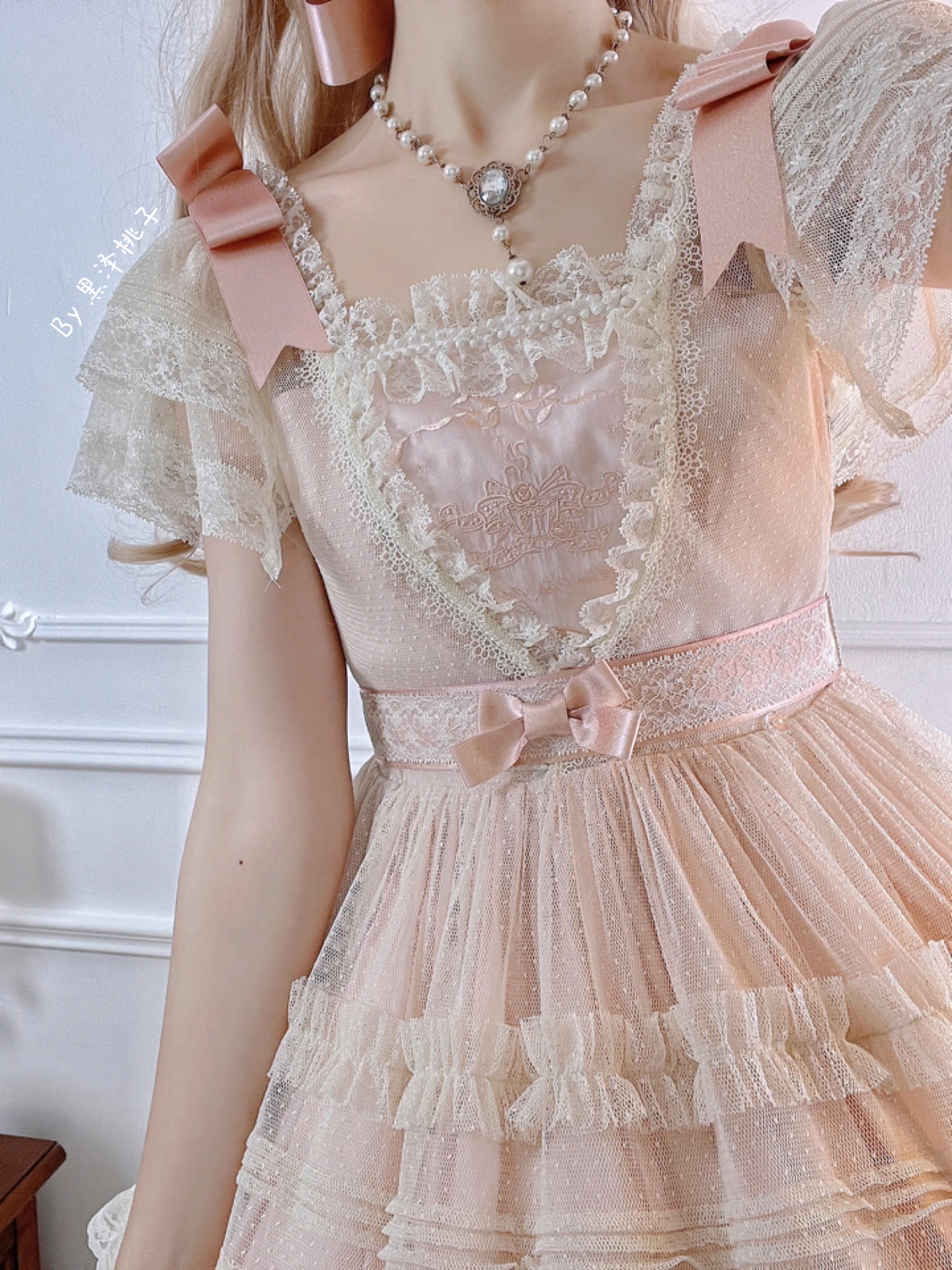 Afternoon Tea Party 刺繍入りドットチュールドレス