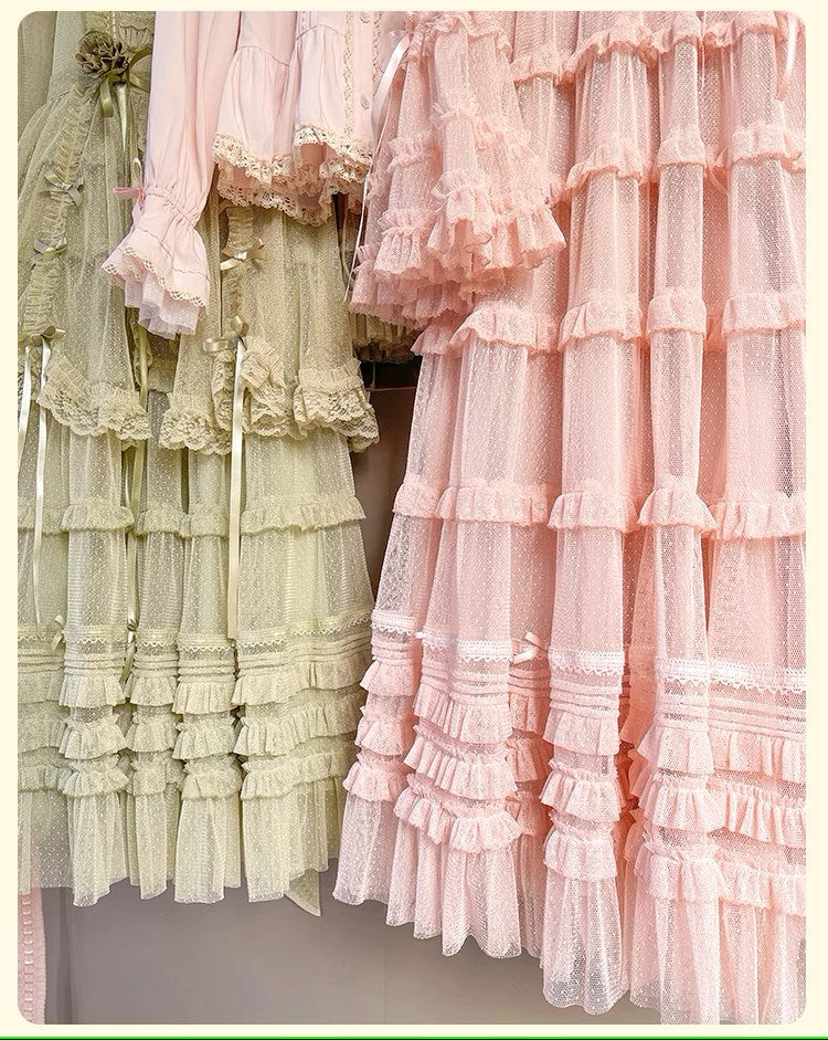 [Resale/Pre-orders available until 2/12] Fragrant Grass Polka Dot Tulle Jumper Skirt