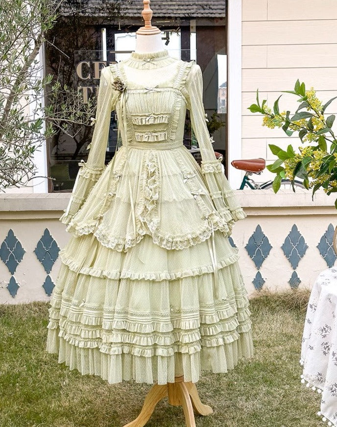 [Resale/Pre-orders available until 2/12] Fragrant Grass Polka Dot Tulle Jumper Skirt