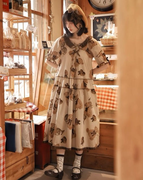 [Sales period ended] Chocolate Bear Movement One-piece dress type 1