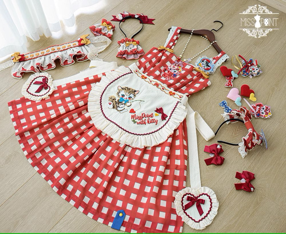 【予約販売】Sweet Kittyレトロシンプルジャンパースカート