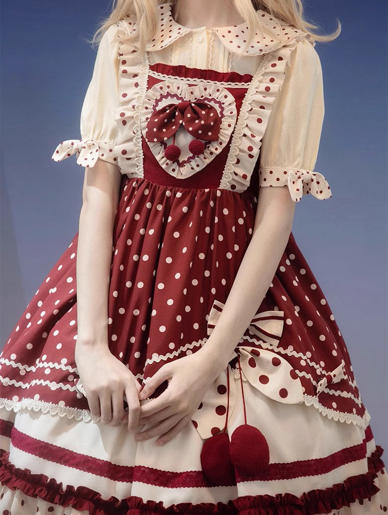 Red Cherry Pie 甘ロリ水玉ジャンパースカート