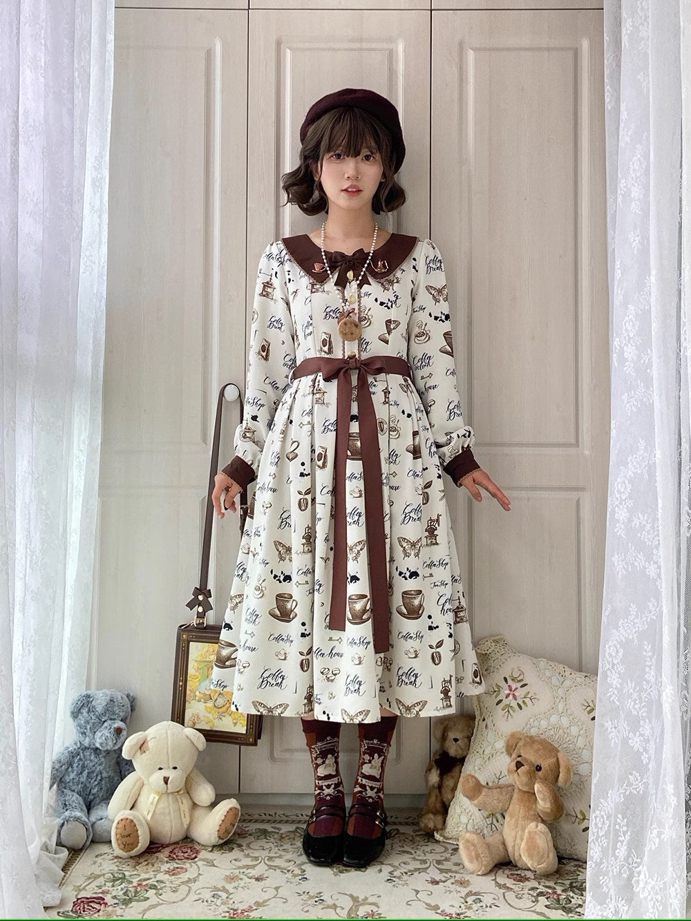 【予約販売】Caramel Latte Sweet レトロガーリーワンピース