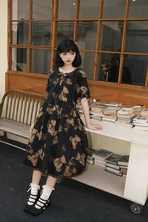 [Sales period ended] Chocolate Bear Movement One-piece dress type 1