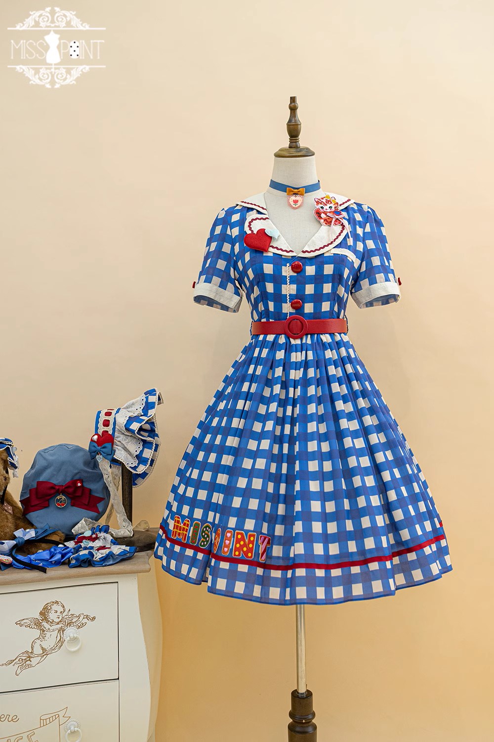 【予約販売】Sweet Kittyレトロカフェ風ワンピース