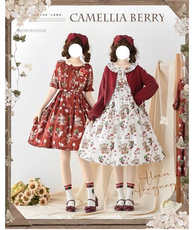 Camellia Berry Short Sleeve Dress Simple Type Long Length