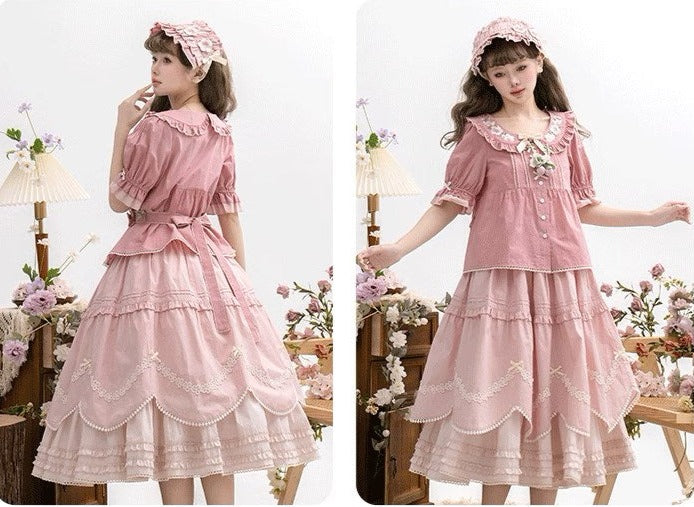 [Sale period ended] PEACH TREE embroidered short sleeve blouse