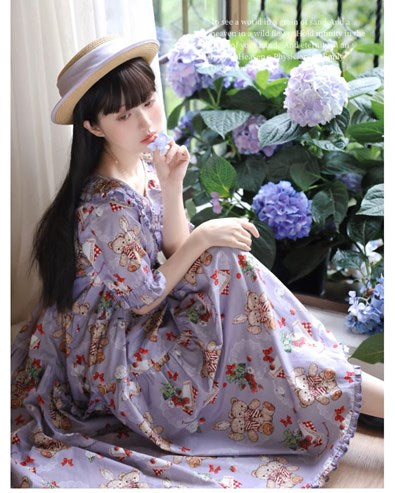 【再販・受注予約7/29まで】Camellia Berry 半袖ワンピース シンプルタイプ ・ロング丈