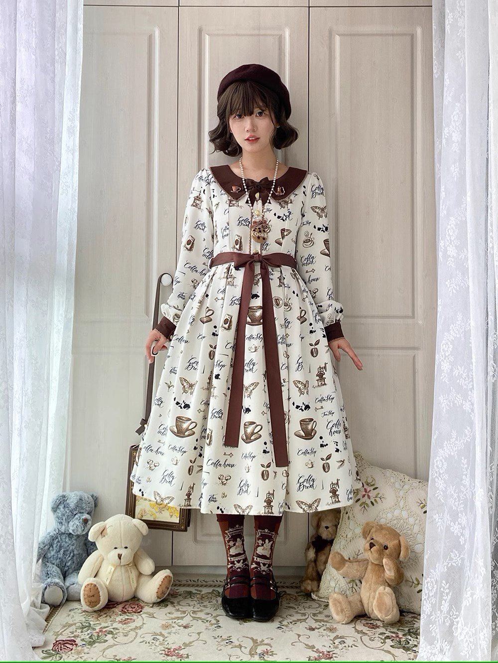 【予約販売】Caramel Latte Sweet レトロガーリーワンピース