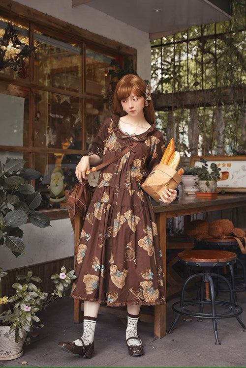 [Sales period ended] Chocolate Bear Movement One-piece dress type 1