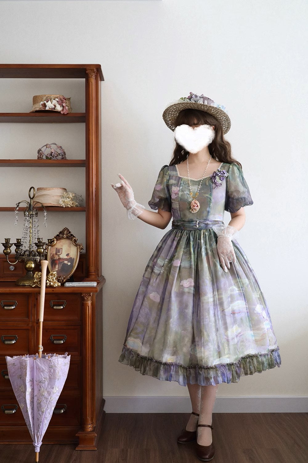 【予約販売】Elegance Greek 油彩画風プリントワンピース
