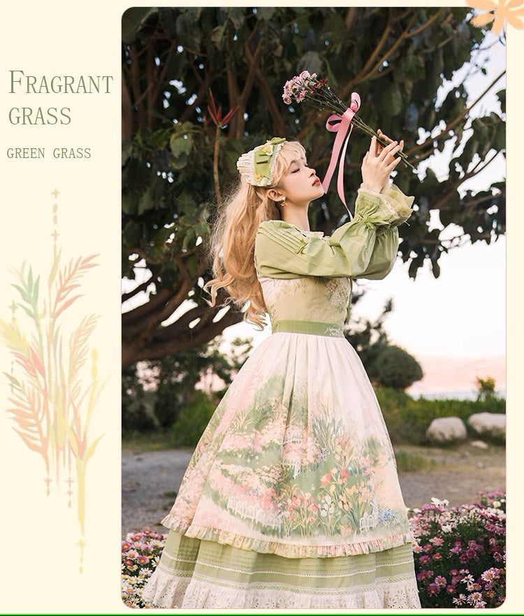 【再販・受注予約2/12まで】Fragrant Grass プリントジャンパースカート
