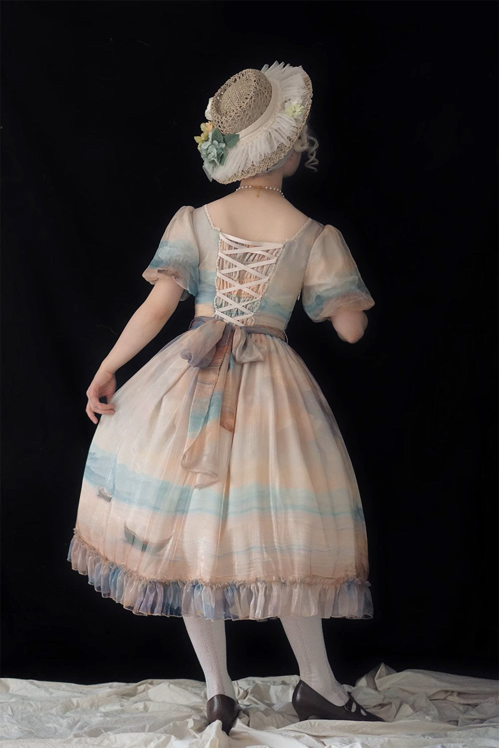 【予約販売】Elegance Greek 油彩画風プリントワンピース