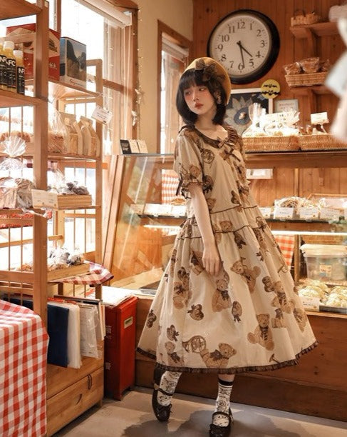 [Sales period ended] Chocolate Bear Movement One-piece dress type 1