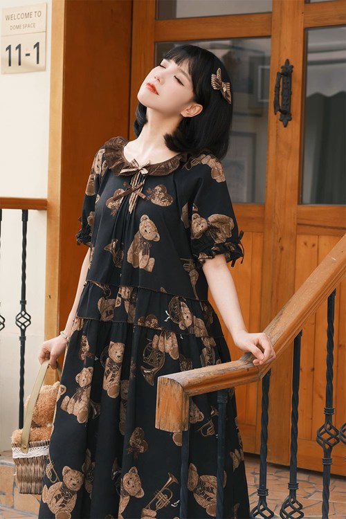 [Sales period ended] Chocolate Bear Movement One-piece dress type 1