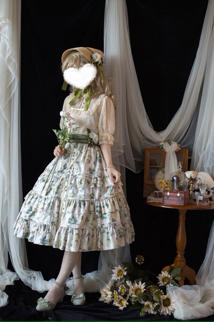 Camellia and Pearl プリントスカート