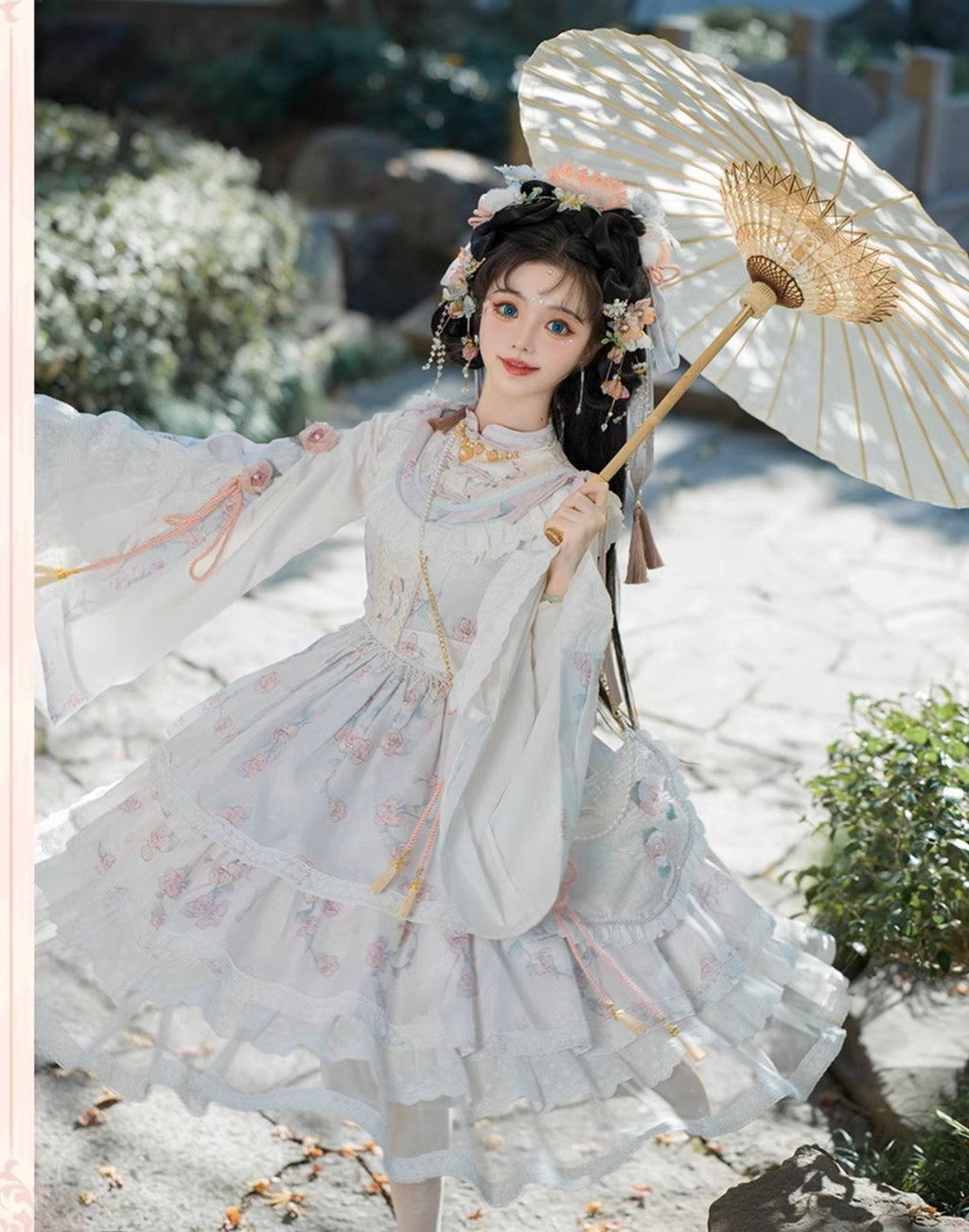 【予約販売】洛神花-春分-長袖マオカラーワンピース