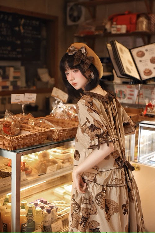 [Sales period ended] Chocolate Bear Movement One-piece dress type 1