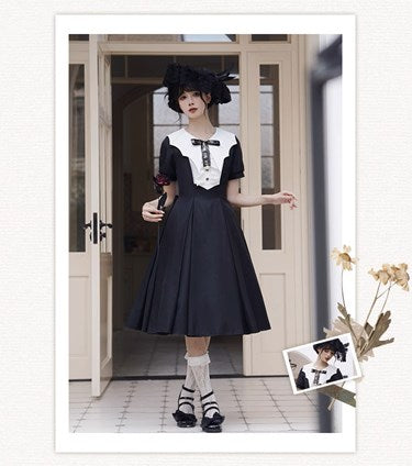 [Pre-orders available until 8/4] London Rain Classical Dress with Deformed Collar