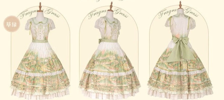 [Resale/Pre-orders available until 2/12] Fragrant Grass Flare Sleeve Tiered Dress