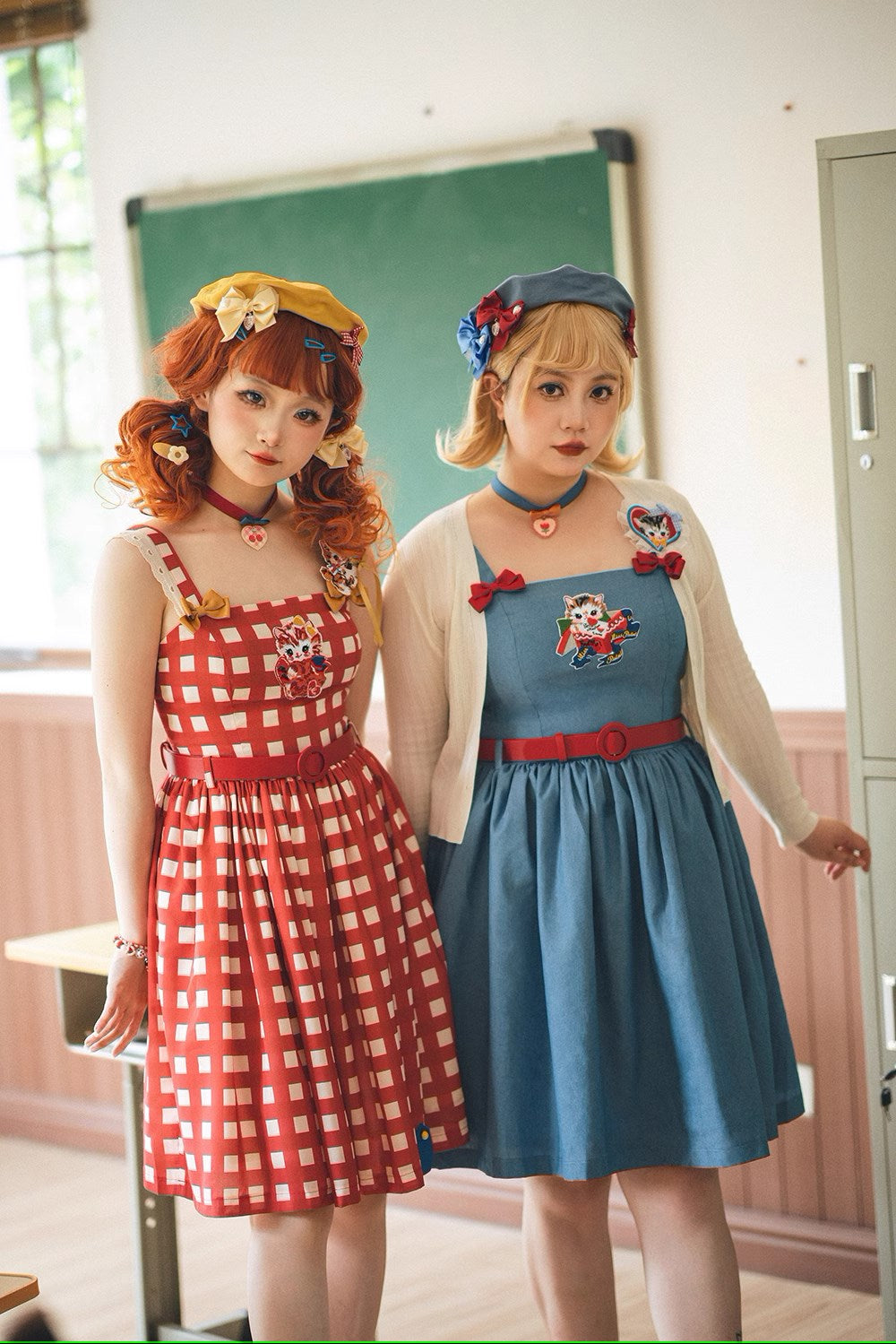 【予約販売】Sweet Kittyレトロシンプルジャンパースカート