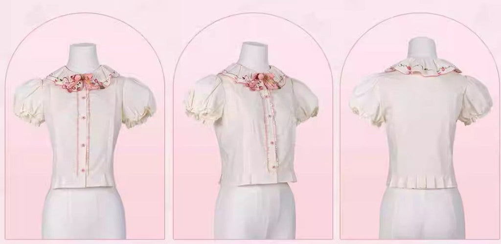 Strawberry Chiffon 半袖ブラウス