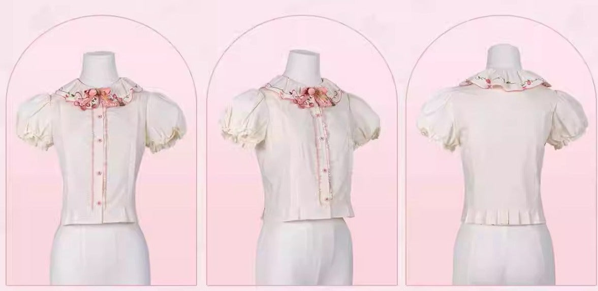 Strawberry Chiffon short sleeve blouse