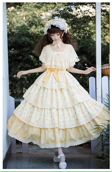 Cream yellow floral jumper skirt