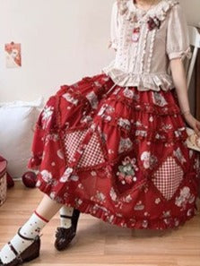 【受注予約7/11まで】Strawberry Bouquet 前ボタンスカート