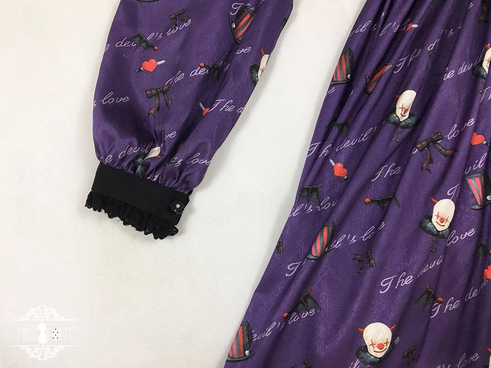 【予約販売】Clown Revival Night 蝙蝠襟の長袖ワンピース
