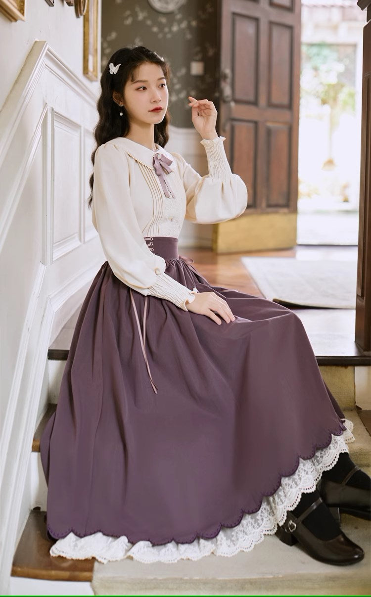 Lady-style retro classical setup [Long sleeve type] Total 5 colors