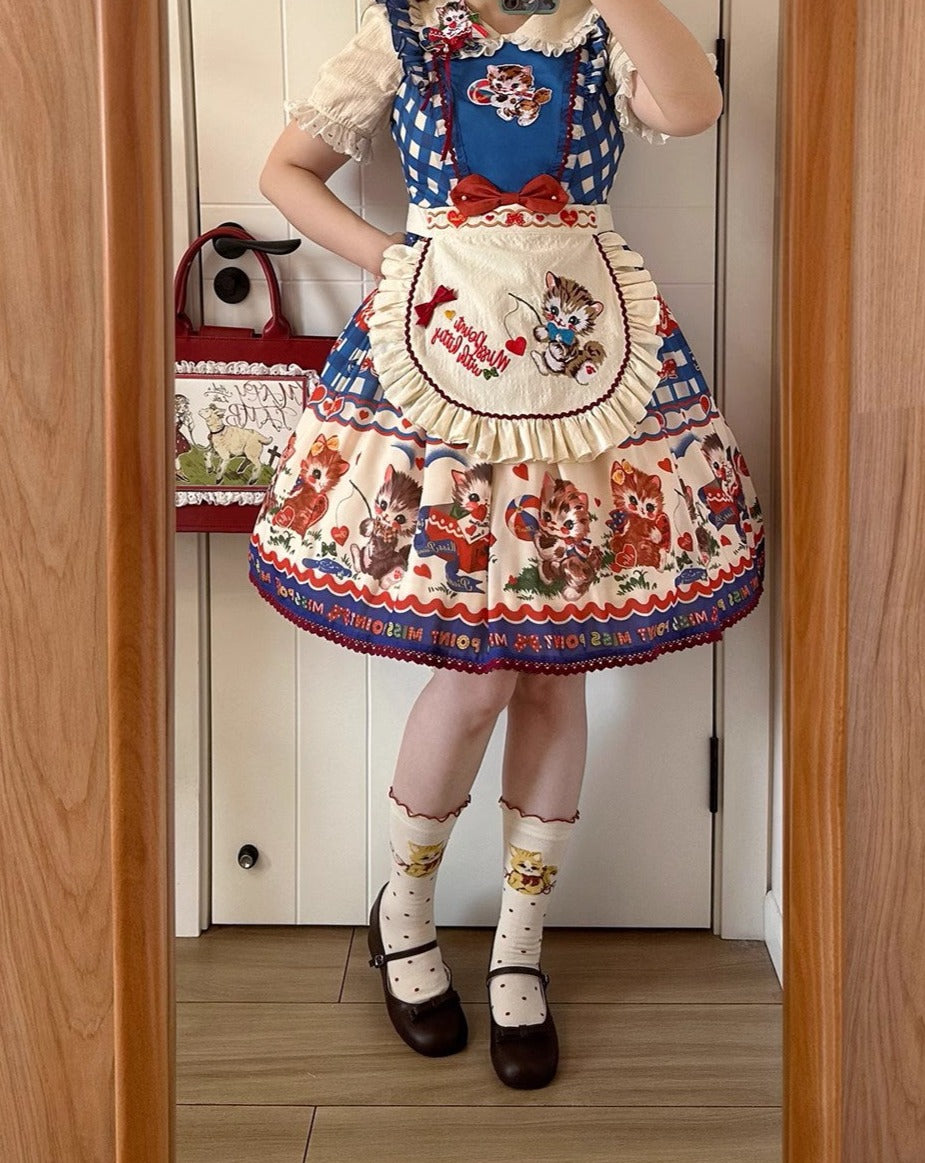 【予約販売】Sweet Kittyレトロフライングスリーブジャンパースカート