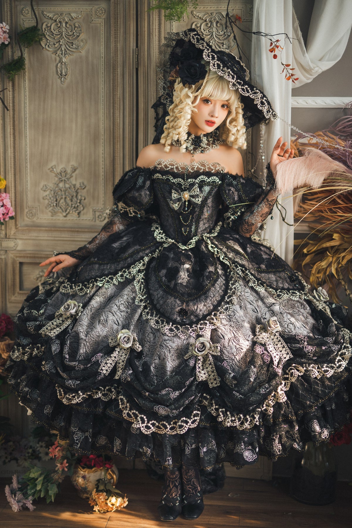 【受注予約9/16まで】With Bell プリンセスドレス ショート丈・ブラック