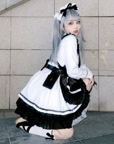 【予約販売】SFメイド ゴスロリエプロン付き長袖ワンピース