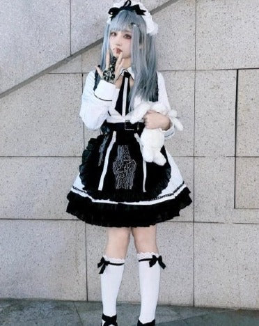 【予約販売】SFメイド ゴスロリエプロン付き長袖ワンピース