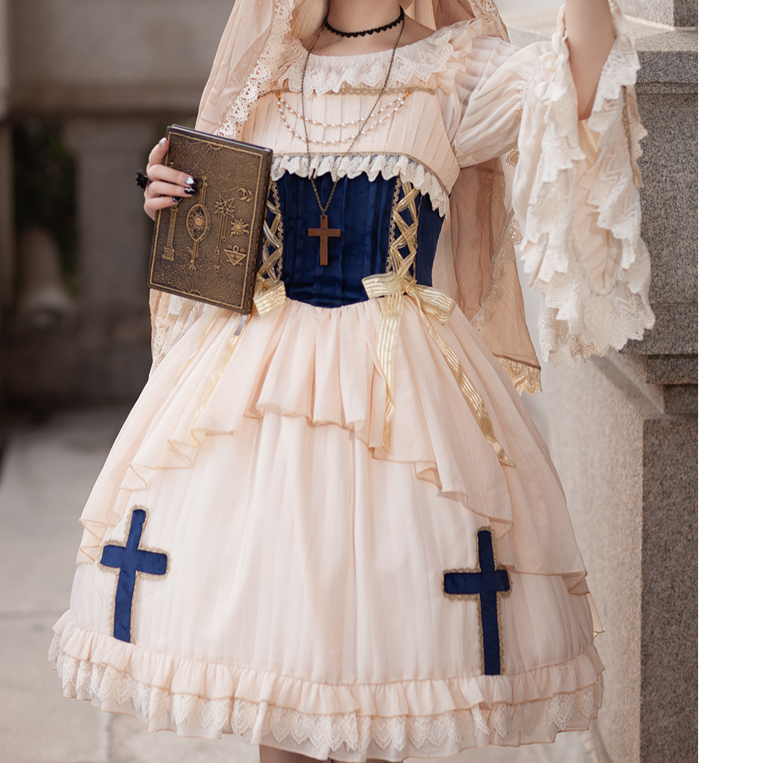永遠の歌 クロスモチーフジャンパースカート – ロリータファッション 永遠の歌 クロスモチーフジャンパースカート – ロリータファッション