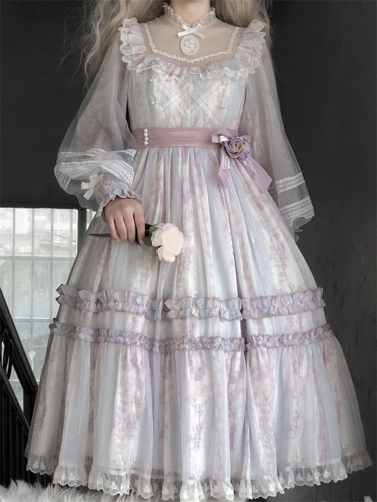 【予約販売】Garden of Flowers シアースタンドカラーワンピース