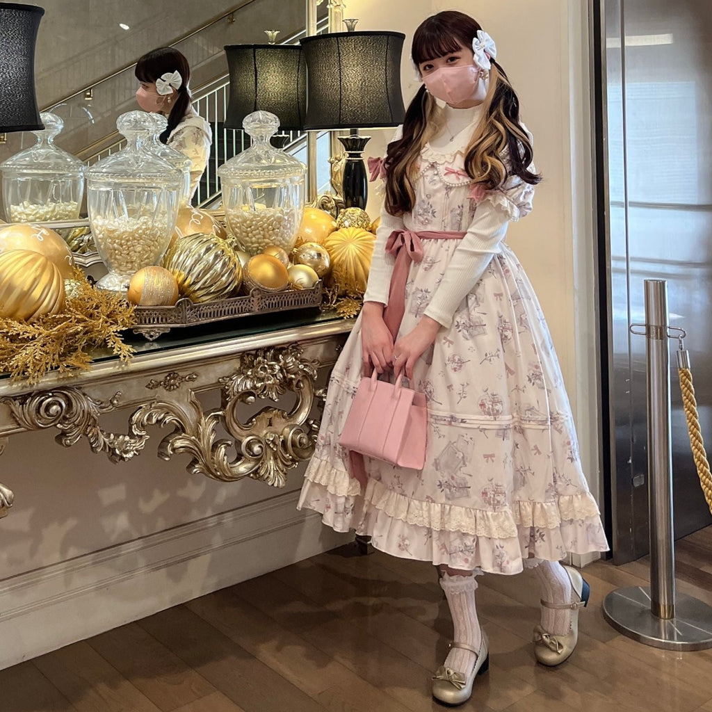 Pre-order [IDOLFILE] featured products | Sweet loli lolita dress with pearl and pink sash ribbon