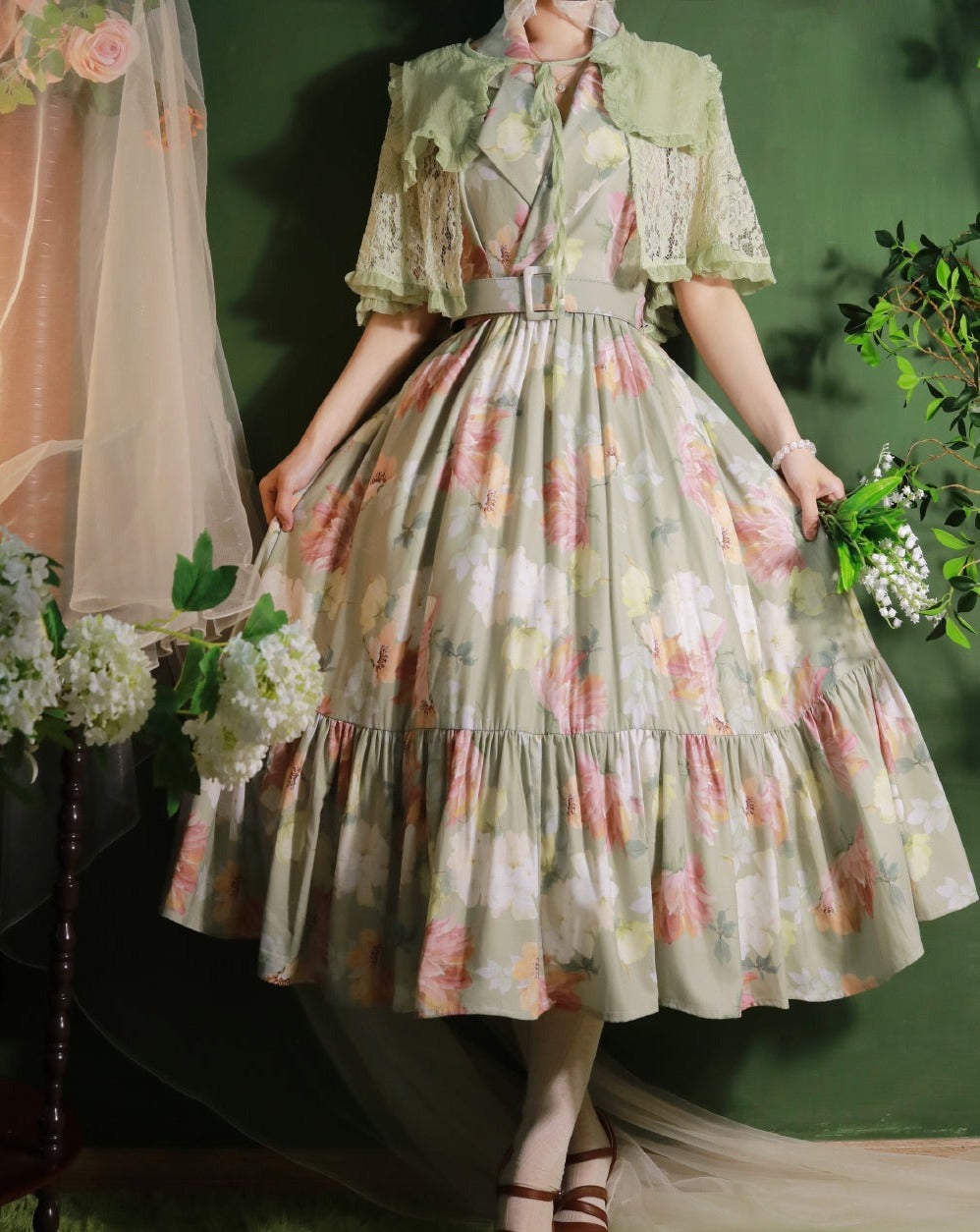 Miss Polka retro 50's floral jumper skirt