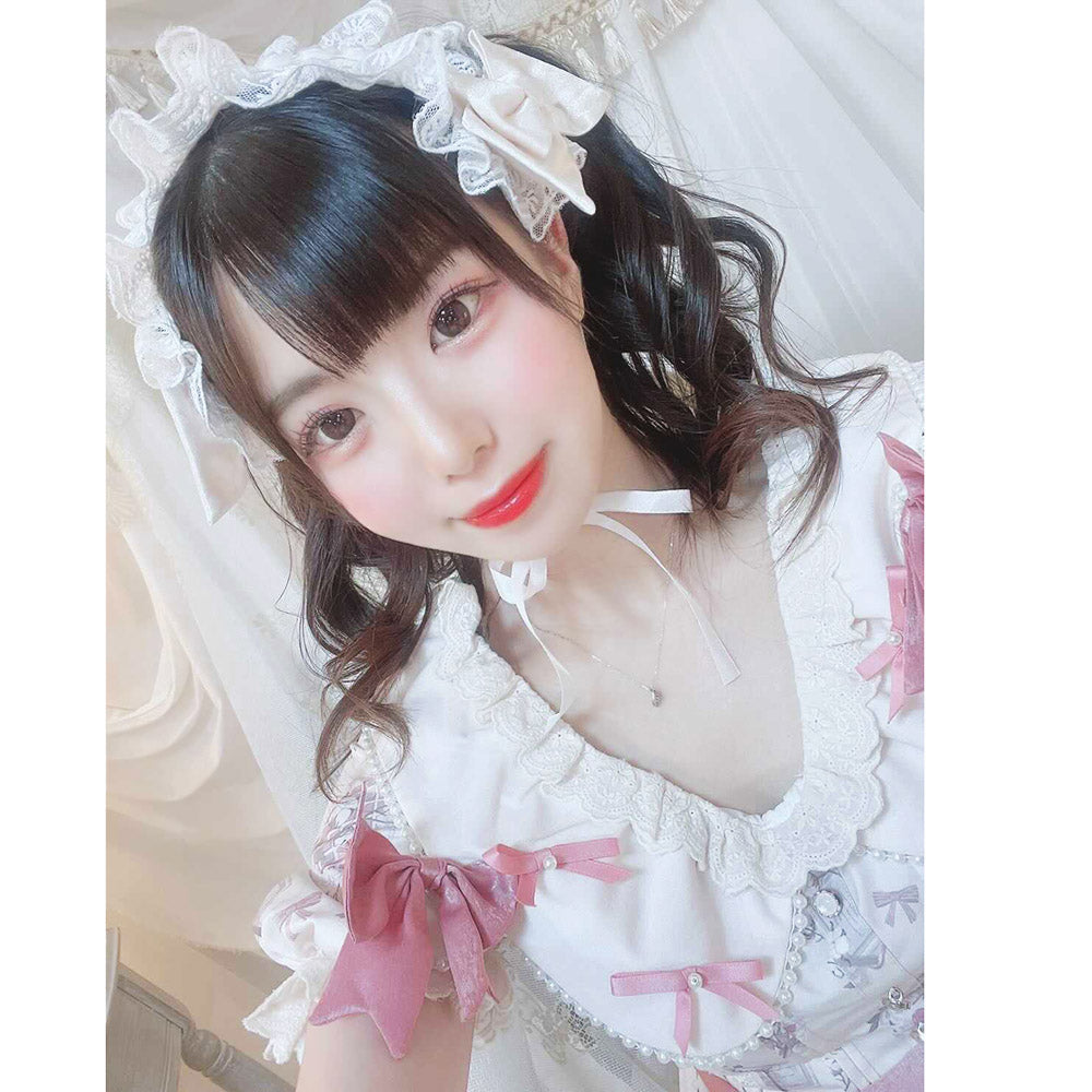 Pre-order [IDOLFILE] featured products | Sweet loli lolita dress with pearl and pink sash ribbon