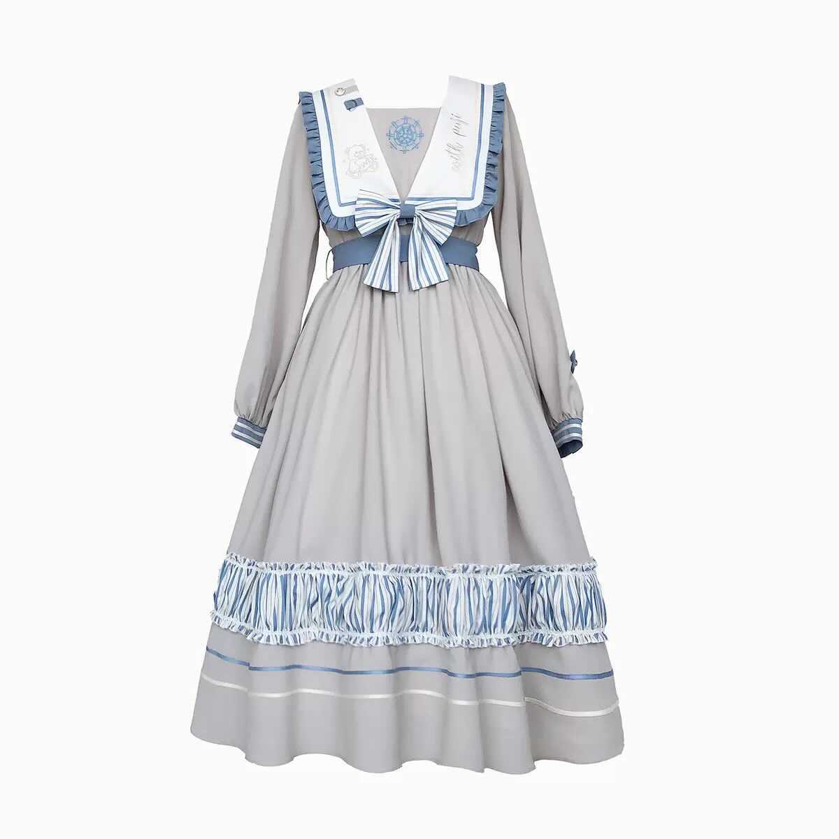 [Worn by Liyuu] Gray Blue Lolita Dress in Sailor Color