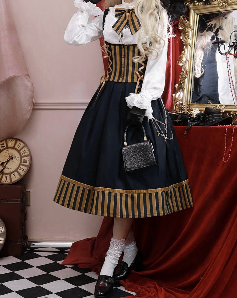 [Pre-order] Lord and noble's gothic lolita vertical striped skirt and vest