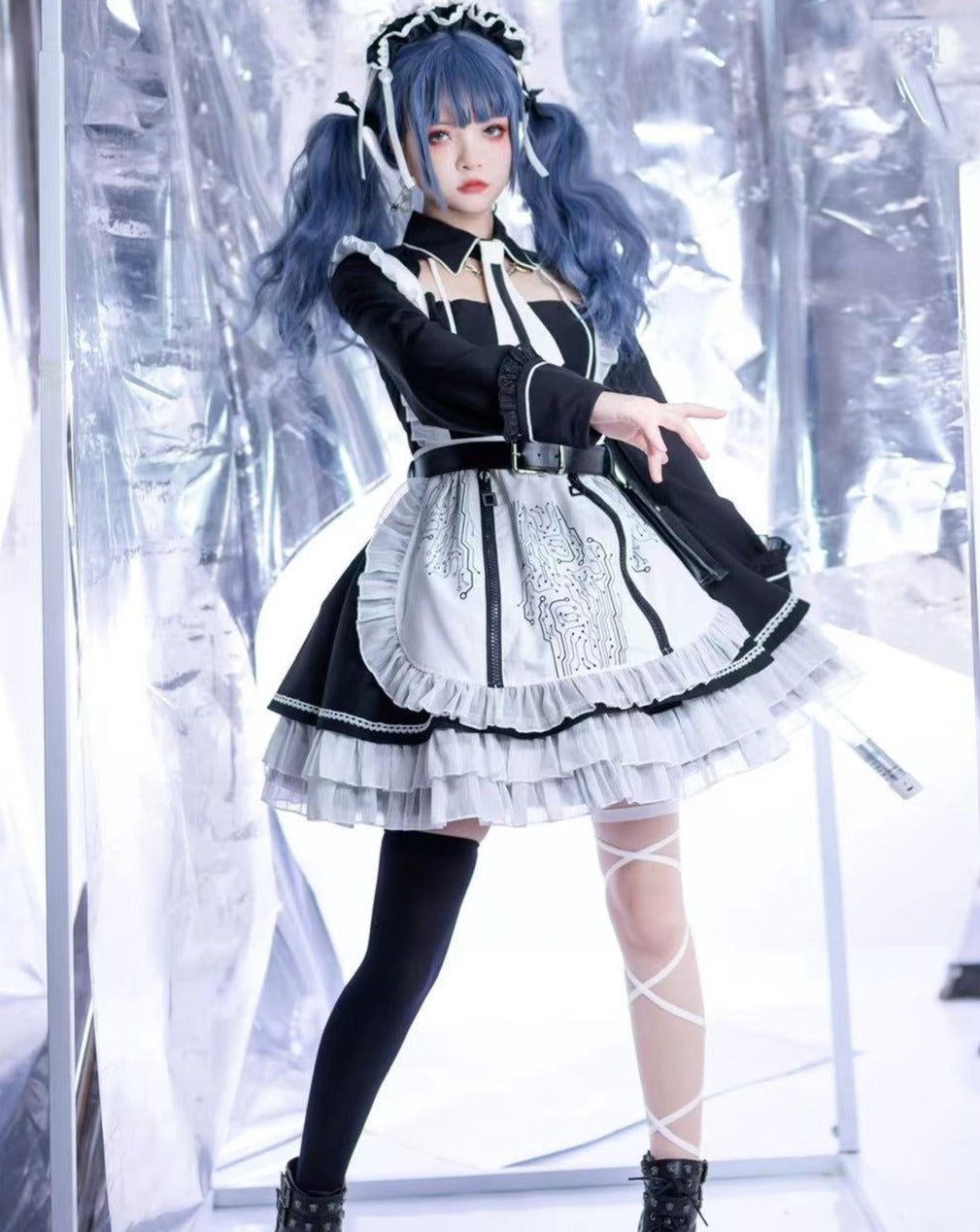 【予約販売】SFメイド ゴスロリエプロン付き長袖ワンピース