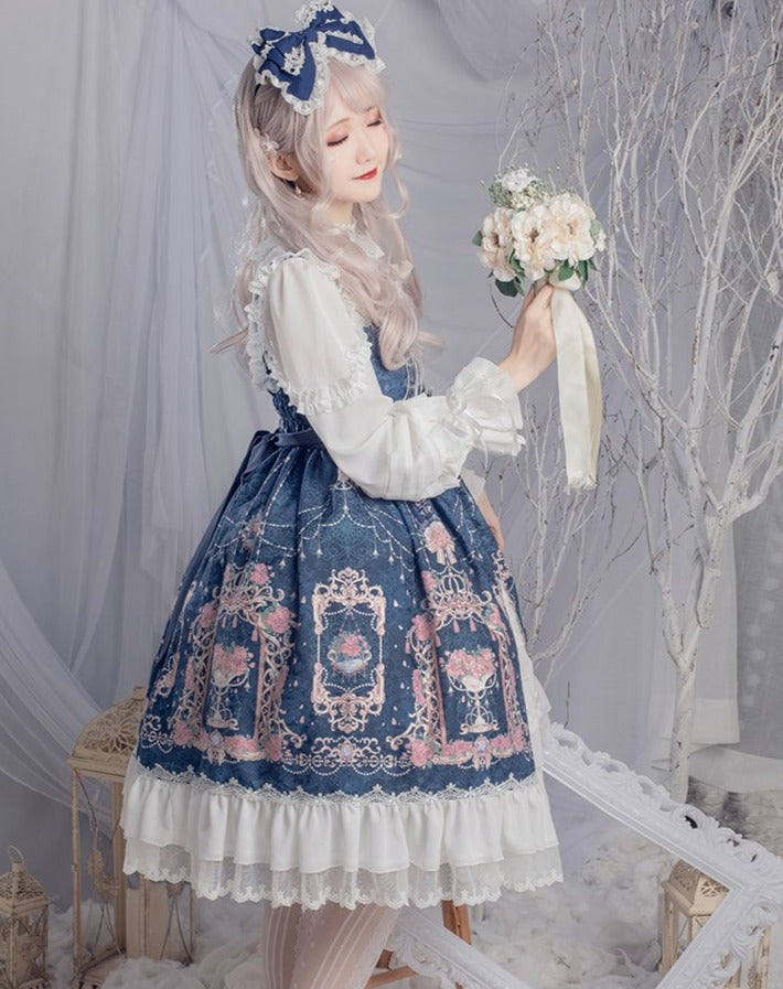 【予約販売】ダブルリボンフロントレース ロリータジャンパースカート