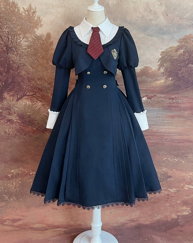 【予約販売】制服風 フェイクレイヤードワンピース