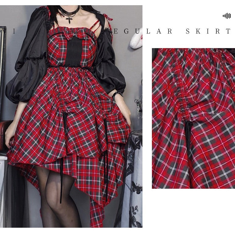 Punk Lolita Tartan Check Jumper Skirt